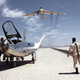 Research pilot Bill Dana watches as Balls 8 performs a flyover after a successful test of the HL-10 lifting body (NASA)